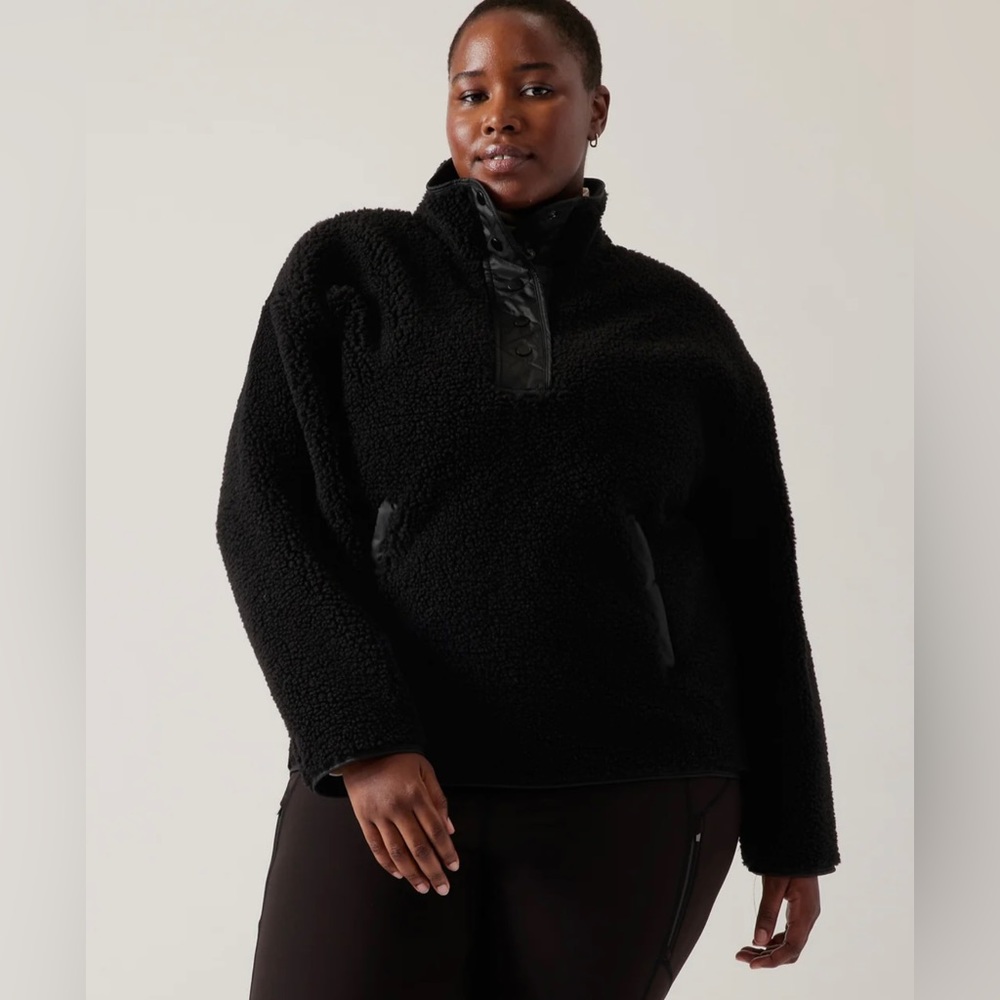Athleta Women’s Black Cozy Snap Sherpa Sweatshirt - Multiple